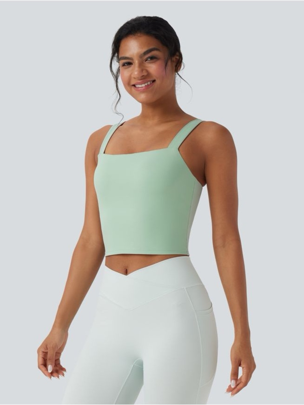 Halara SoftlyZero™ Plush Square Neck Cropped Built-in Bra Yoga Tank Top large